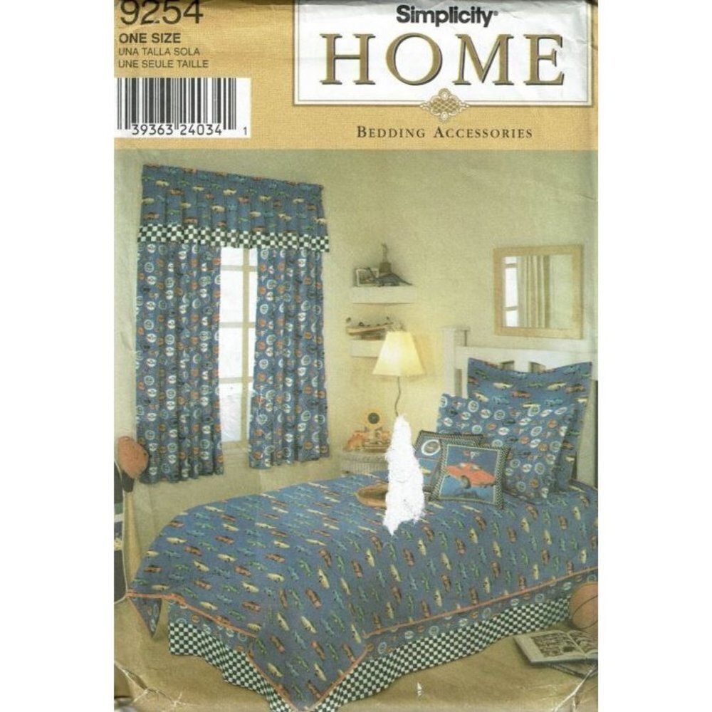 Simplicity Sewing Pattern 9254 Bedding Twin Full Size Comforter Skirt‎ Sham